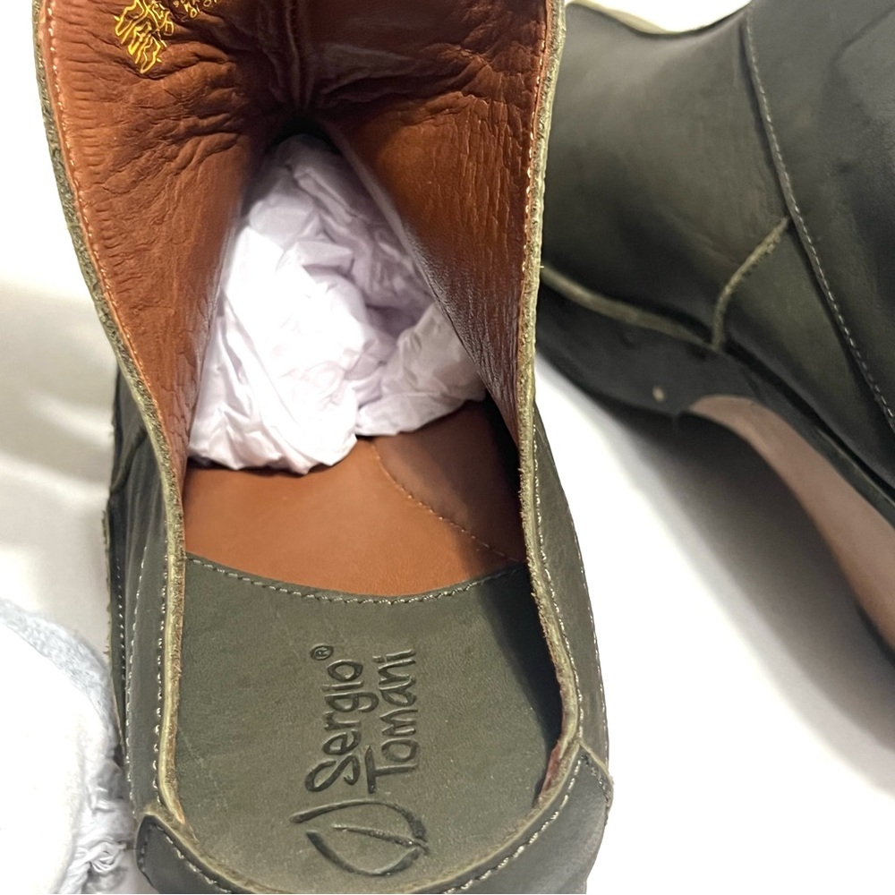 Sergio Tomani Leather Clogs Florida Verde Size 37(6.5) - Picture 12 of 14